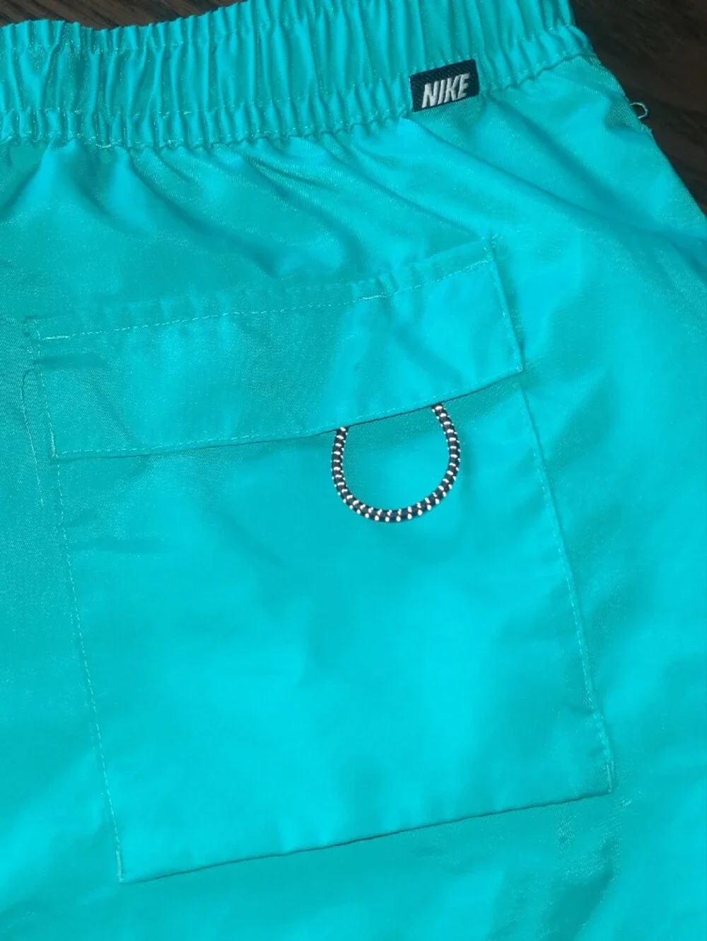 Y2k Nike Aqua Swim Shorts with White Drawstring Mens Size L